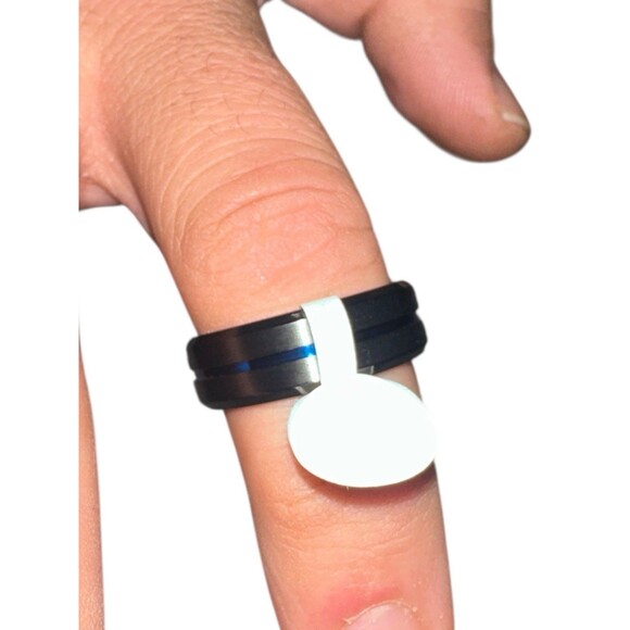 Black Tungsten Carbide Blue Sandstone Ring Size 11 - Picture 5 of 12